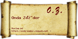 Onda Zádor névjegykártya